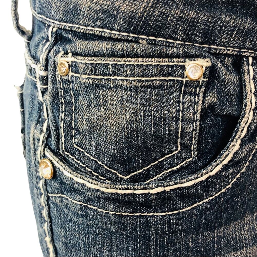 Vintage Y2k Papaya Bling Pocket Denim Jeans Flattering Skinny Silhouette - Picture 8 of 16